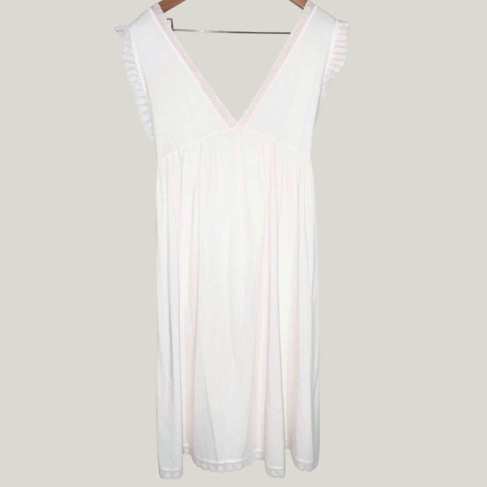 YOULI Women White Eyelet Lace V-Neck Ruffle Sleeve Empire Waist Midi Dress New